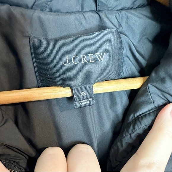 J. Crew Black Quilted Down Filled Gold Embellished Zip Up Jacket Coat Women’s XS - Picture 5 of 14